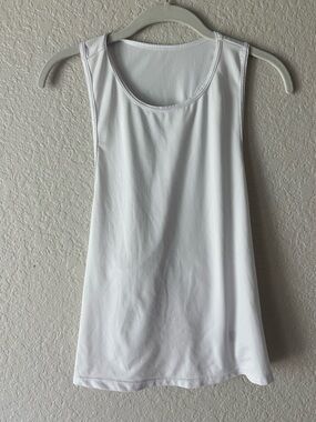 SHEIN White Open Back Tank L 8/10 Stretch Racerback Sleeveless Athleisure Top